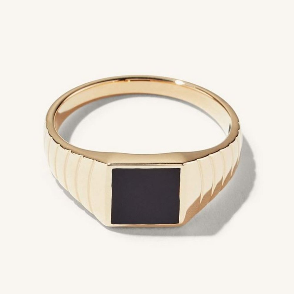 Black Onyx Square Signet Ring